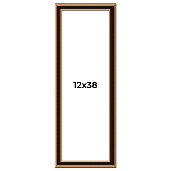 12x38 Frame Gold Brown Plein Air Vintage Solid Wood Picture Frame | 1.75 Inches Moulding Width |