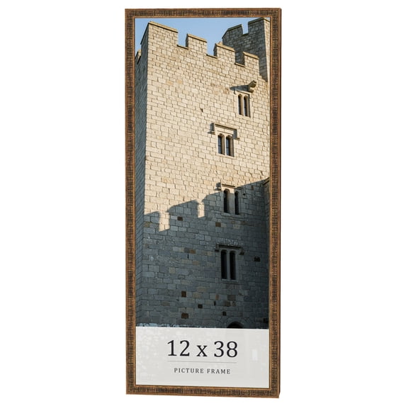 12x38 Frame Gold Kingsley Distressed Solid Wood Picture Frame Width 0.75 Inches | Interior Frame