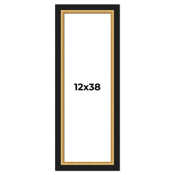 12x38 Frame Gold Real Wood Picture Frame Width 2.25 Inches | Interior Frame Depth 0.5 Inches |