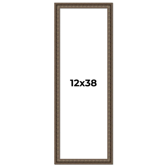 12x38 Ornate Brown Real Wood Picture Frame Width 1.5 Inches | Interior Frame Depth 0.5 Inches |