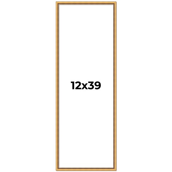 12x39 Frame Beaded Gold Solid Wood Picture Frame | 0.75 Inches Moulding Width | Liscio Oro