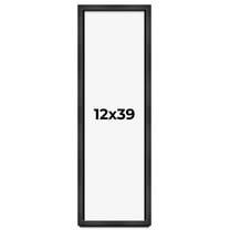 12x39 Frame Black Charcoal Grey Wood Textured Picture Frame | 0.75 Inch Moulding Width | Gunmetal