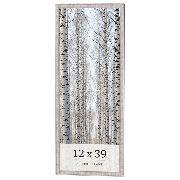 12x39 Frame White Real Wood Picture Frame Width 0.75 inches | Interior Frame Depth 0.5 inches |
