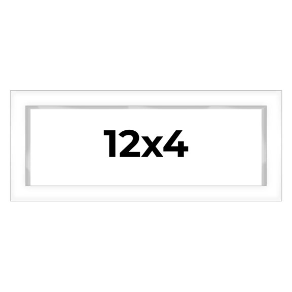 12x4 White Shadowbox Frame - Interior Size 12x4 by 1 Inches - Made to Display Items Up To 1 Inches Deep