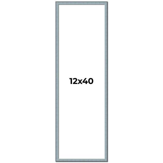 12x40 Frame Blue Scuffed Farm Board Solid Wood Picture Frame Width 0.75 Inches | Interior Depth 0.5