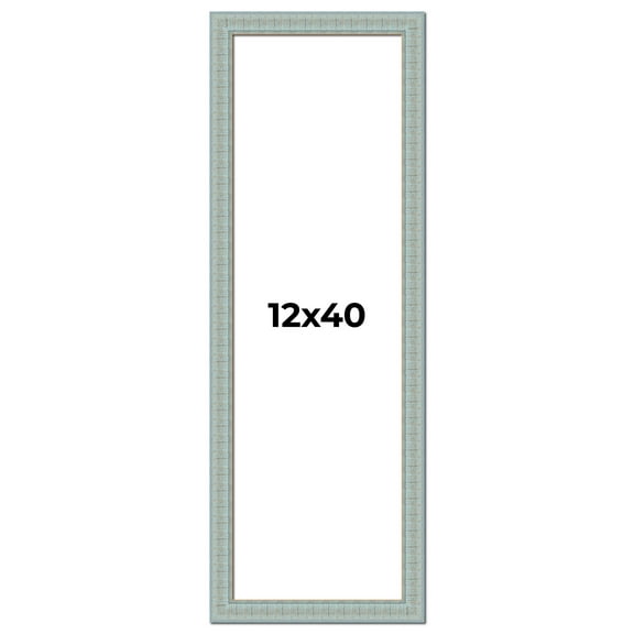 12x40 Frame Blue Teal Distressed Solid Wood Picture Frame | 1.625 Inch Moulding Width | Sonoma Blue