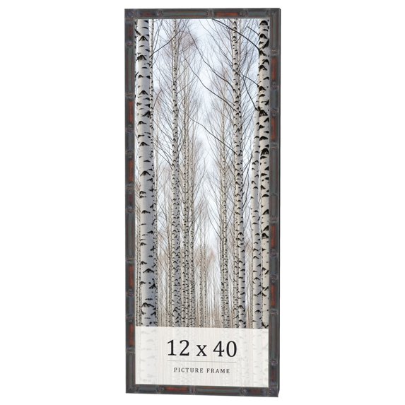 12x40 Frame Brown Bamboo with Dark Coffee/Walnut Finish | Solid Wood Picture Frame Width 0.75
