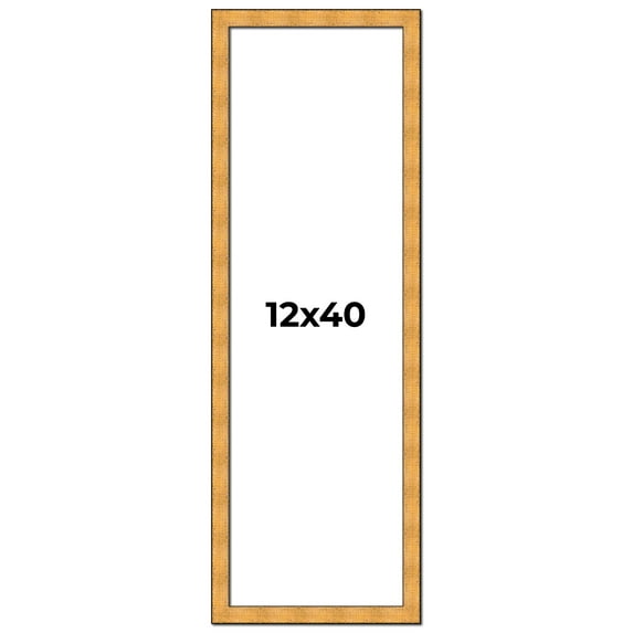 12x40 Frame Gold Rustic Solid Wood Picture Frame | 1.25 Inch Wide Moulding | Rustique Gold