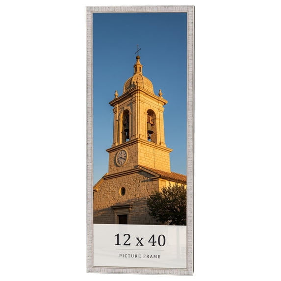 12x40 Frame White Real Wood Picture Frame Width 0.75 inches | Interior Frame Depth 0.5 inches |