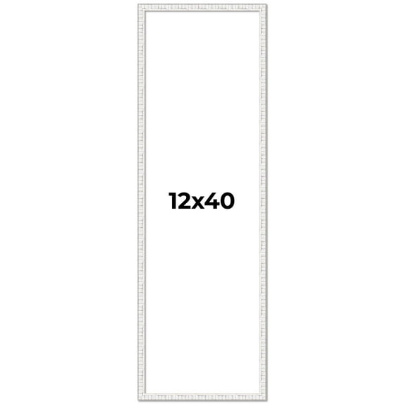 12x40 Frame White Real Wood Picture Frame Width 0.75 inches | Interior Frame Depth 0.5 inches |