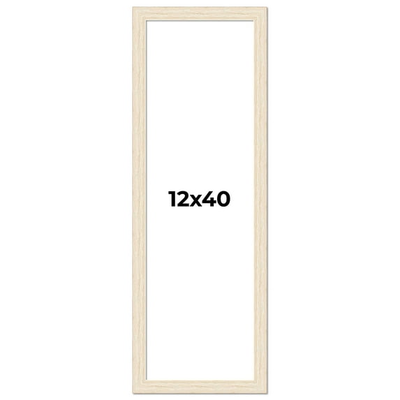 12x40 Frame White Real Wood Picture Frame Width 1.5 inches | Interior Frame Depth 0.5 inches | Barn