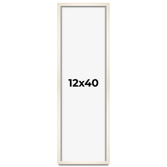12x40 Frame White Wash Solid Wood Picture Frame | 0.75 Inch Moulding Width | Includes UV Acrylic