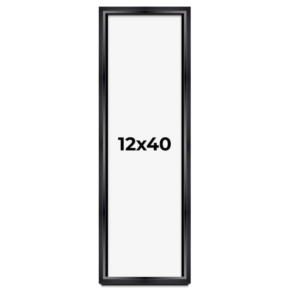 12x40 Shadow Box Frame Black | 1.25 inches Deep Real Wood Contemporary Shadowbox Display Frame | UV