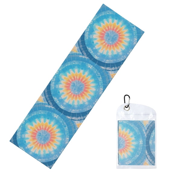 12x40in Cool Sports Towel Mesh Weave Structure Flexible And Easy To Fold To Adjust Internal Moisture Aliceblue Tie-Dye Background Rainbow Colors