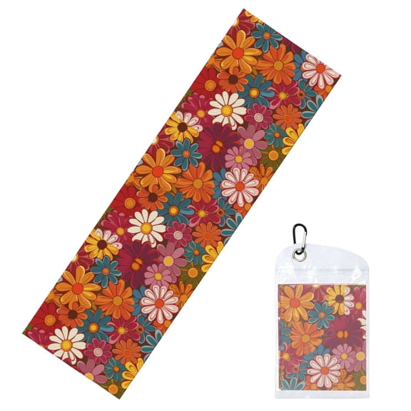 12x40in Cool Sports Towel Mesh Weave Structure Flexible And Easy To Fold To Adjust Internal Moisture Colorful Floral Pattern Groovy Flowers (2)
