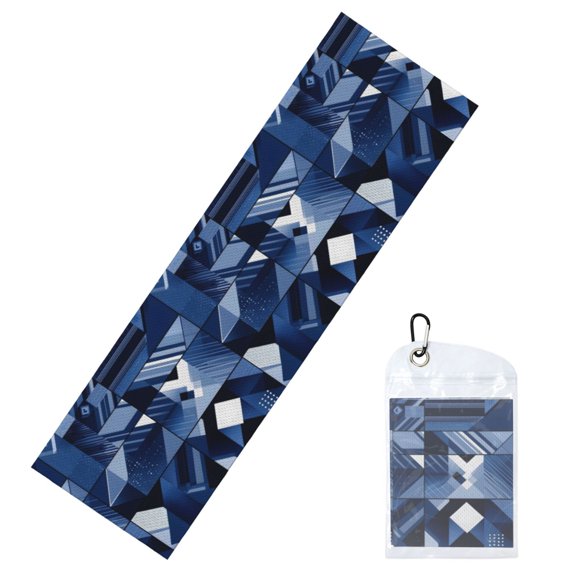 12x40in Cool Sports Towel Mesh Weave Structure Flexible And Easy To Fold To Adjust Internal Moisture Midnightblue Geometric Patterns_4