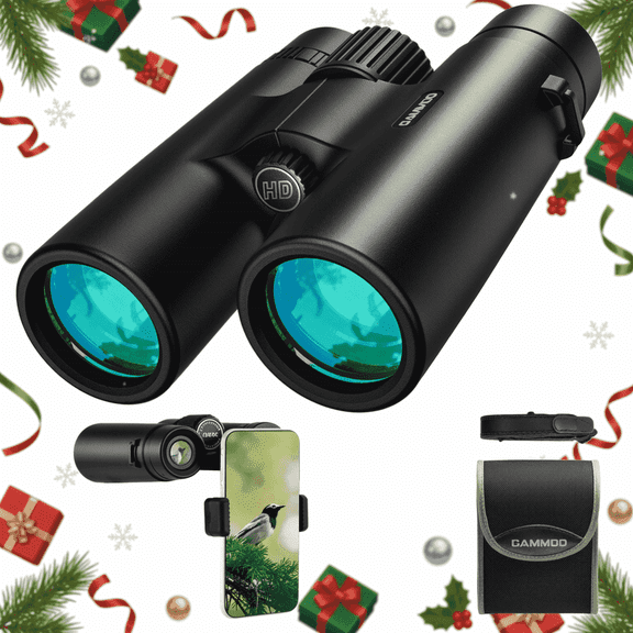 12x42 Binoculars for Adult High Powered Binocular with Low Light Vision,Compact Waterproof Fogproof Binoculars for Bird Watching Hunting Travel Large Field BAK4 Prism & FMC Lens