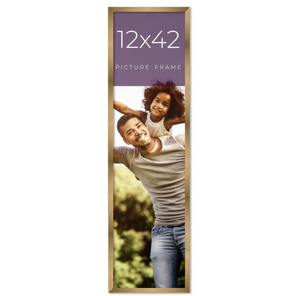 12x42 Frame Gold Bronze Solid Wood Picture Frame Width 0.75 Inches | Interior Frame Depth 0.5