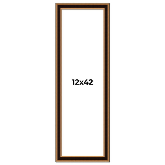 12x42 Frame Gold Brown Plein Air Vintage Solid Wood Picture Frame | 1.75 Inches Moulding Width |