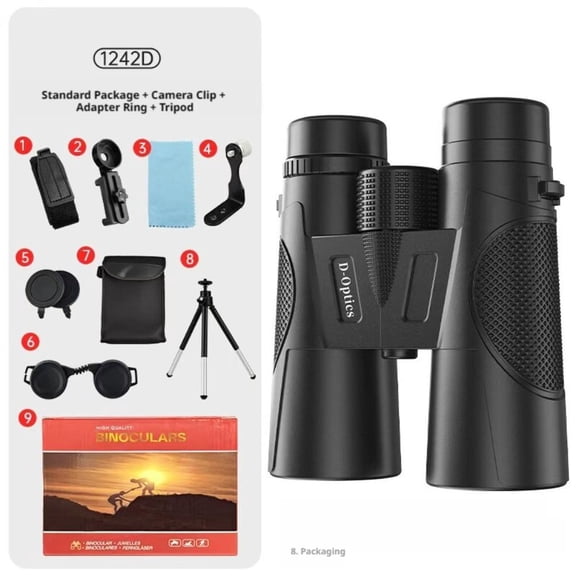 12x42 HD Binoculars for Adults High Powered with Phone Adapter Tripod, Digital Binoculars, BAK4 Prism FMC Lens Bird Watching, Waterproof Low Light Vision Gear