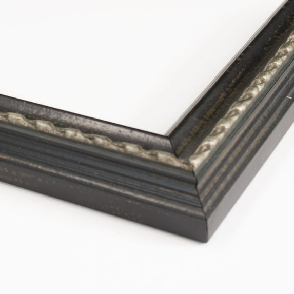 12x43 Frame Black & Silver Solid Wood Picture Frame Width 1.375 Inches | Interior Frame Depth 0.5
