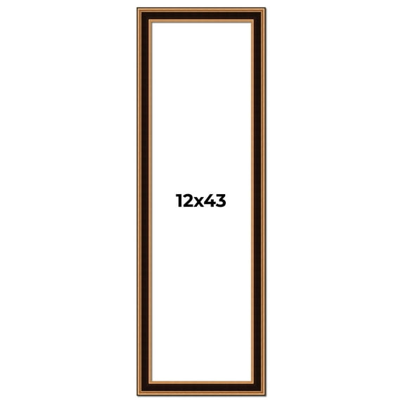 12x43 Frame Gold Brown Plein Air Vintage Solid Wood Picture Frame | 1.75 Inches Moulding Width |