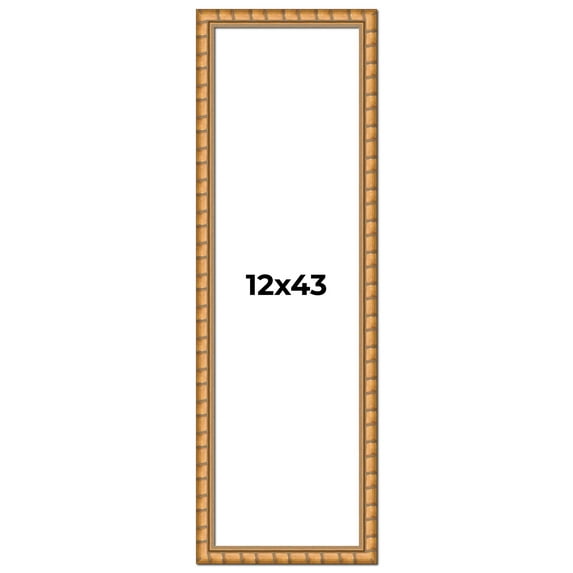 12x43 Frame Gold Real Wood Picture Frame Width 1.5 inches | Interior Frame Depth 0.5 inches |