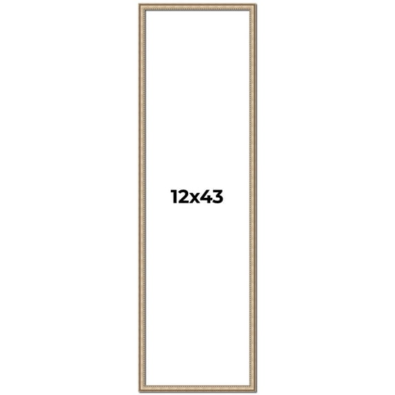 12x43 Frame Silver Real Wood Picture Frame Width 0.75 Inches | Interior Frame Depth 0.5 Inches |