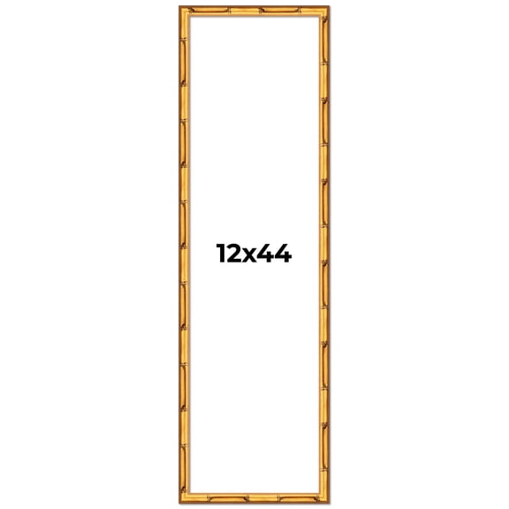 12x44 Frame Gold Bamboo Picture Frame - Complete Modern Photo Frame Includes UV Acrylic Shatter