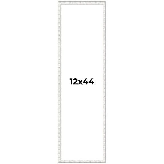 12x44 Frame White Scuffed Rustic Solid Wood Picture Frame | 0.75 Inch Moulding Width| Includes UV
