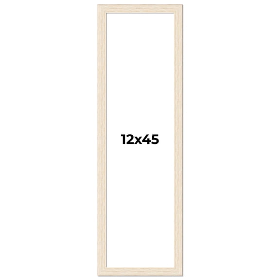 12x45 Frame White Barnwood Picture Frame - Modern Photo Frame Includes UV Acrylic Shatter Guard