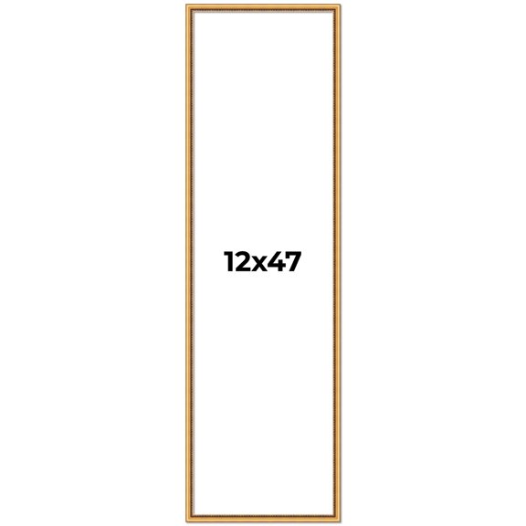 12x47 Frame Beaded Gold Solid Wood Picture Frame | 0.75 Inches Moulding Width | Liscio Oro