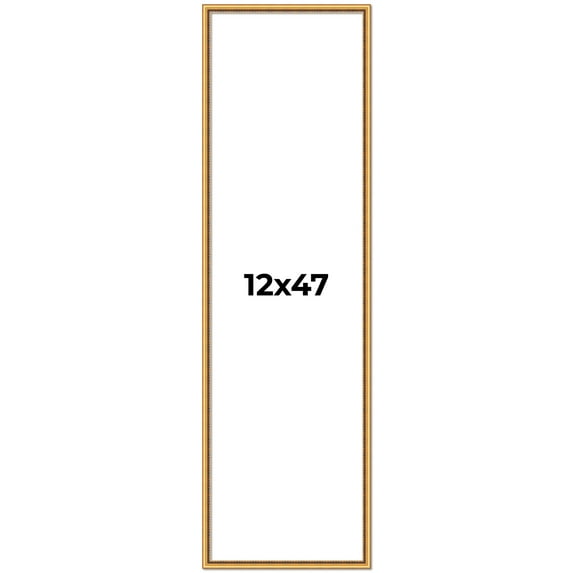 12x47 Frame Beaded Gold Solid Wood Picture Frame | 0.75 Inches Moulding Width | Liscio Oro