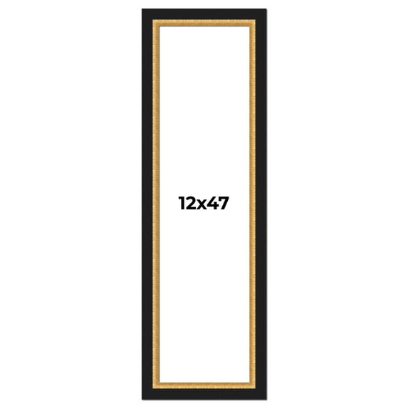 12x47 Frame Gold Real Wood Picture Frame Width 2.25 Inches | Interior Frame Depth 0.5 Inches |