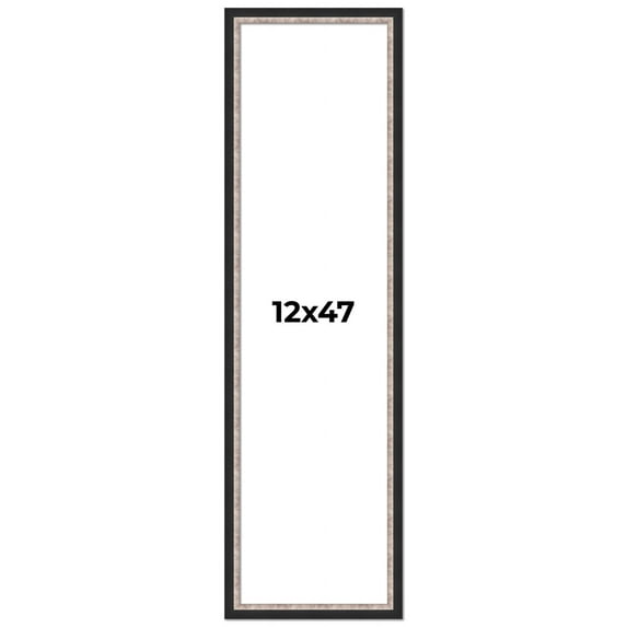 12x47 Frame Silver Real Wood Picture Frame Width 1.25 Inches | Interior Frame Depth 0.75 Inches |