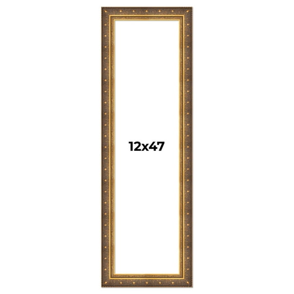 12x47 Frame Vintage Gold Solid Wood Picture Frame | 2.5 Inch Moulding Width | Ornate Bronze Museo
