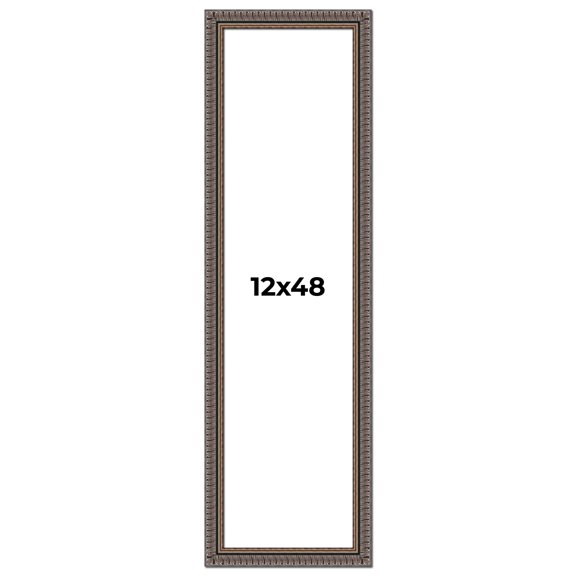 12x48 Frame Black Feather Payton Ornate Solid Wood Picture Frame Width 1.75 Inches | Interior Depth