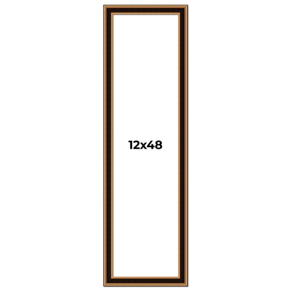 12x48 Frame Gold Brown Plein Air Vintage Solid Wood Picture Frame | 1.75 Inches Moulding Width |