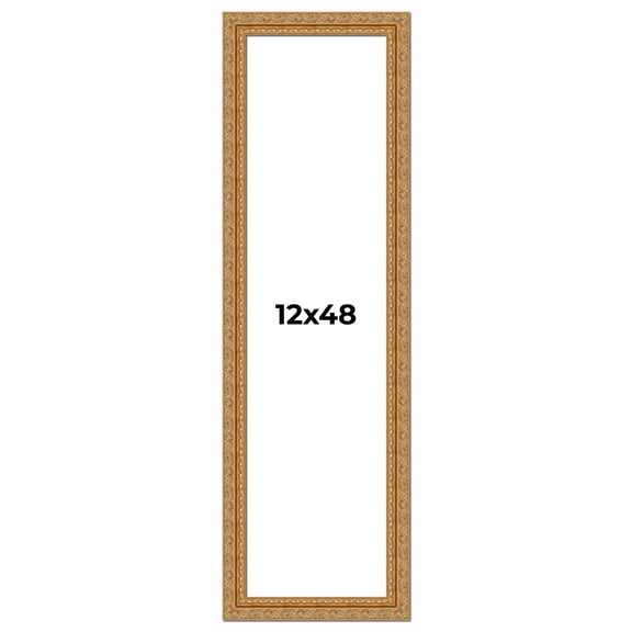 12x48 Frame Gold Ornate Solid Wood Picture Frame | 2 Inch Moulding Width | Firman Traditional Photo