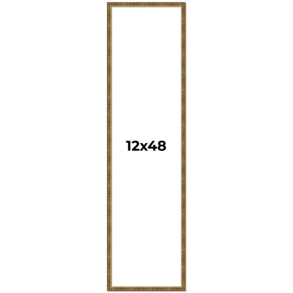 12x48 Frame Gold Solid Wood Picture Frame - Complete Modern Photo Frame Includes UV Acrylic