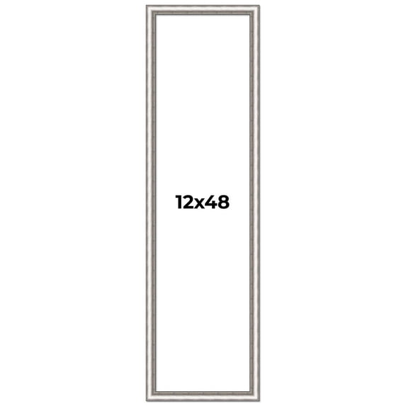 12x48 Frame Silver Real Wood Picture Frame Width 1.25 Inches | Interior Frame Depth 0.5 Inches |