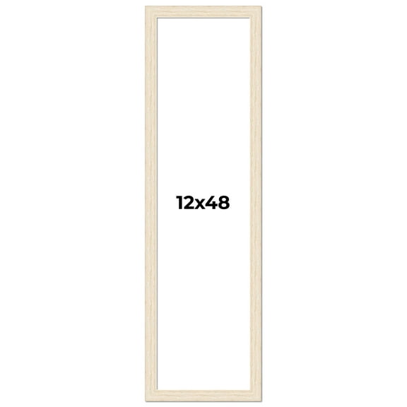 12x48 Frame White Barnwood Picture Frame - Modern Photo Frame Includes UV Acrylic Shatter Guard
