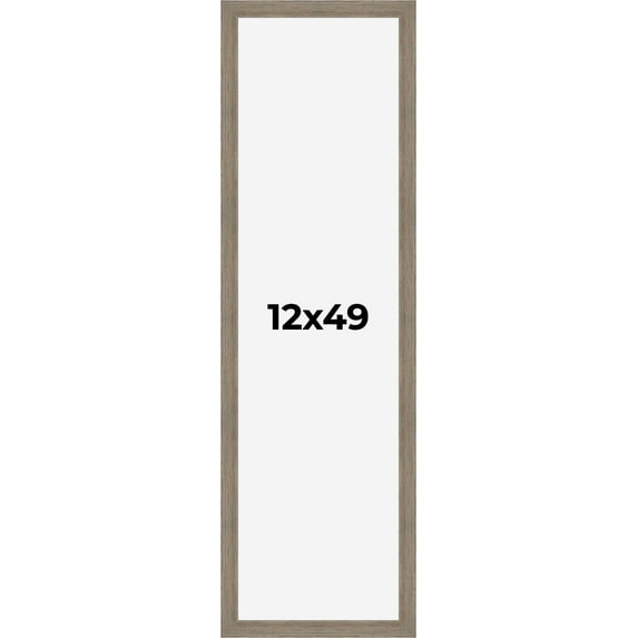 12x49 Frame Gray Barnwood Rustic Solid Wood Picture Frame | 1.5 Inch Moulding Width | Includes UV