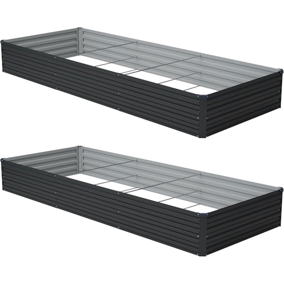 12x4x1 ft(2 Pack) Galvanized Raised Garden Bed,Outdoor Planter Box Metal Patio Kit Planting Bed for Vegetables Flowers and Succulents,Black