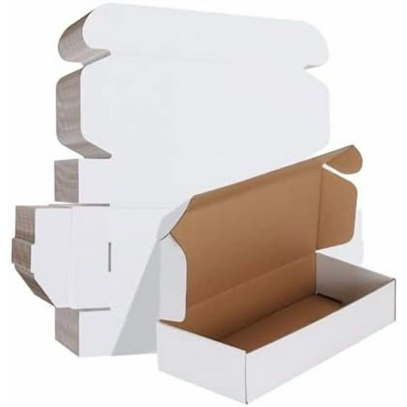 12x4x2 inches Shipping Boxes Set of 25, White Corrugated Cardboard Box Literature Mailer