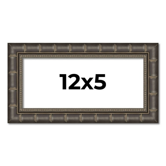 12x5 Frame Black Bamboo Solid Wood Picture Frame Width 1.5 Inches | Interior Frame Depth 0.5 Inches