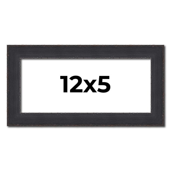 12x5 Frame Black Real Wood Picture Frame Width 1.25 Inches | Interior Frame Depth 0.5 Inches |