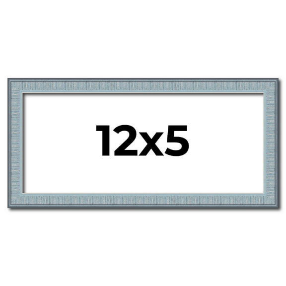 12x5 Frame Blue Scuffed Farm Board Solid Wood Picture Frame Width 0.75 Inches | Interior Depth 0.5