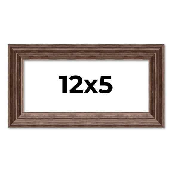 12x5 Frame Brown Distressed Barnwood Picture Frame | Rustic Farmhouse Photo Frame Includes UV