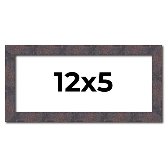 12x5 Frame Brown Rustic Lacquered Walnut Solid Wood Picture Frame Width | 0.875 Inch Moulding Width